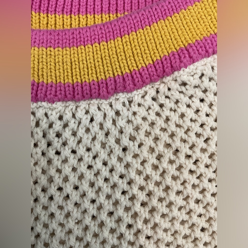 Aerie Offline Cream, yellow and Pink High Waist open in weave Knit Shorts - Picture 5 of 6